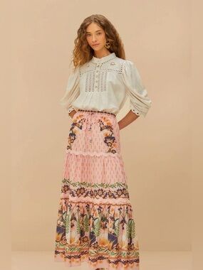 Pink Dream Garden Maxi Skirt by Farm Rio